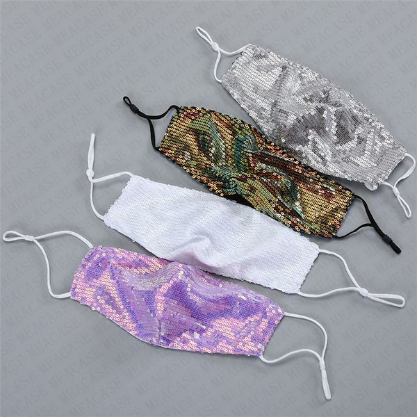 

блестки маска можно вставить фильтр моющегося sequined face mask мода дизайнер женщина блеск mouth обложка face shield многоразовые маски d7, Black;white