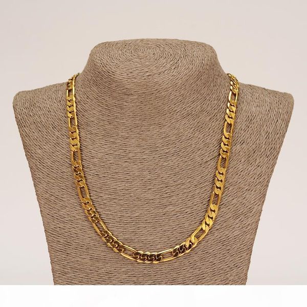 

i wholesale classic figaro cuban link chain necklace bracelet sets 14k real solid gold filled copper fashion men women 's jewelry, Silver