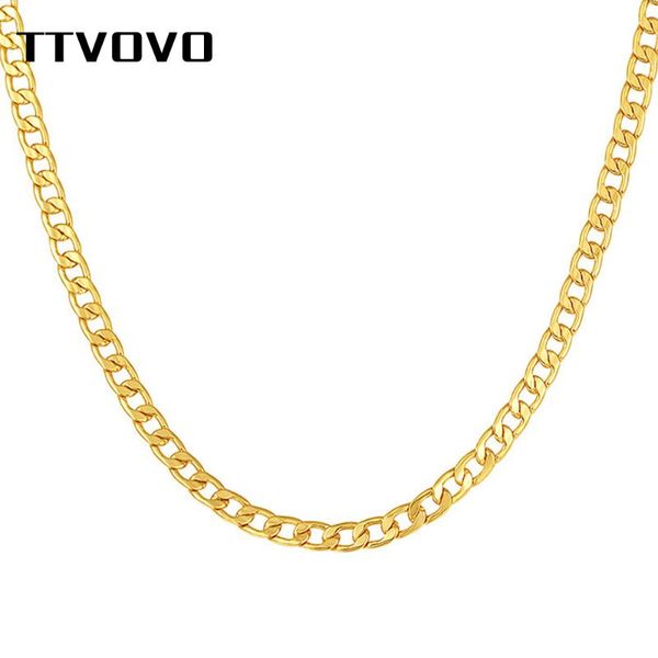 

ttvovo men women necklace gold tone snake figaro miami cuban curb flat link chains choker jewelry punk boy girls male colar gift, Silver