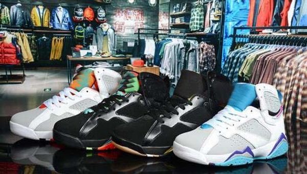 

7 7s mens женщина баскетбол обувь чистых денег французских синий классический 7s vii mid спортивного спорт кроссовки с коробкой