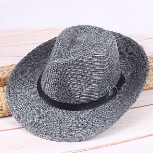 

men's sun straw linen flat edge straw sun men's hat beach hat, Blue;gray