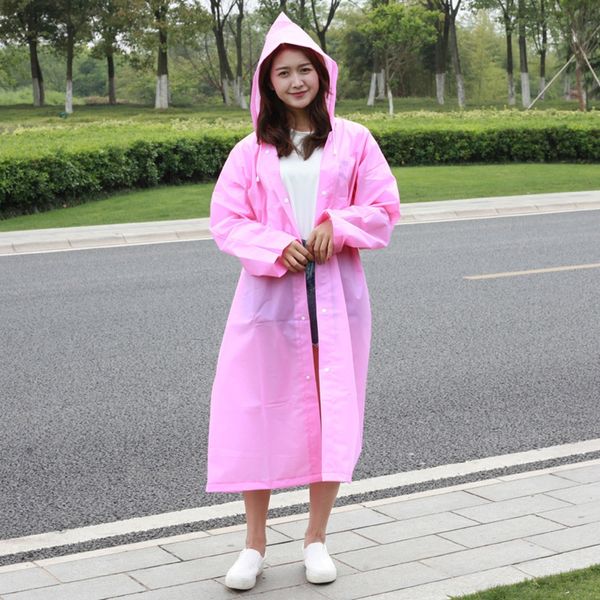 

outdoor hiking non-disposable frosted eva fashionable transparent cloak cloak raincoat long easy to carry poncho, Black