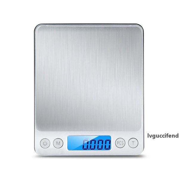 

digital scale 500g 0.01g electronic scales pocket case jewelry scale kitchen weight balance 3kg 0.1g silver with 2 tray t200326