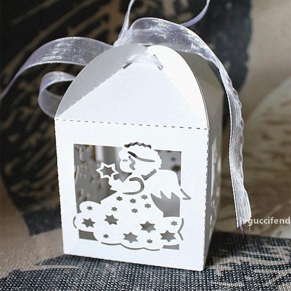 

50pcs laser cut hollow angel star baby shower kids birthday box gift box pearl paper candy party event fovors