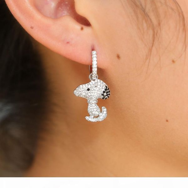 

r puppy dog charm earring 2018 new arrived european women lovely aminimal design cute dog dachshund cz silver plated jewelry, Golden;silver