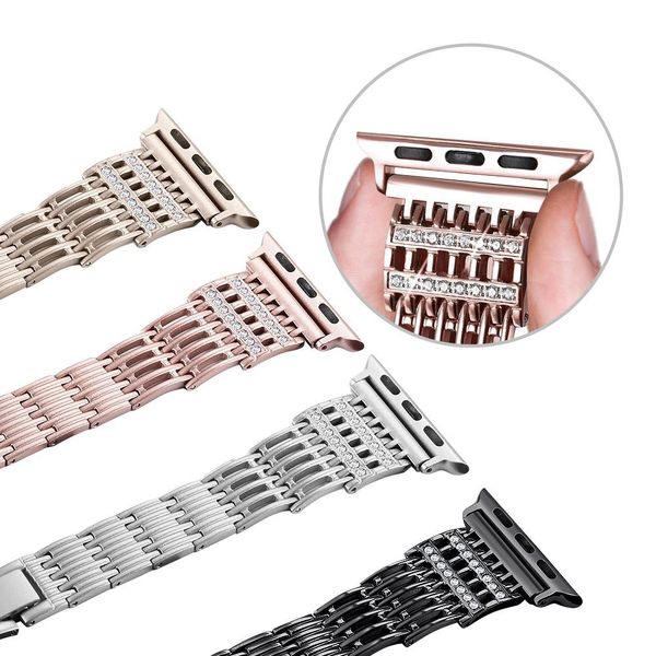 

strap for apple watch 4 5 band 40mm 44mm stainless steel metal watch 1 2 3 band 38mm 42mm gemstone bracelet watch accessories
