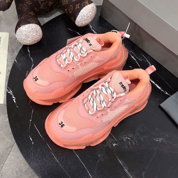 

designer shoes luxury mens women casual shoes, mens womens sneakers couple models tennis shoes triple s transparent sole d04, Black