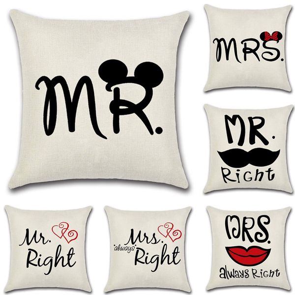 

ywzn valentine's day pattern decorative pillowcases couple cotton linen throw pillow case pillowcase kussensloop almohada