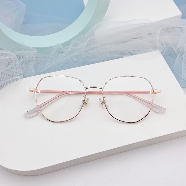 

s11583 korean irregular polygon metal semi-titanium small frame myopia plain glasses student optical myopia glasses frame, Silver