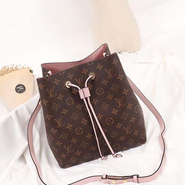 

new fast delivery womens bags luxury type leather bucket bag handbag drawstring lady shoulder bags vintage design messenger crossbody bags