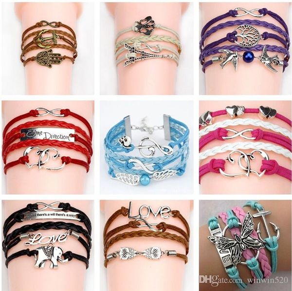 

2019 infinity bracelets jewelry fashion mixed lots infinity charm bracelets silver lots style pick for fashion people, Golden;silver