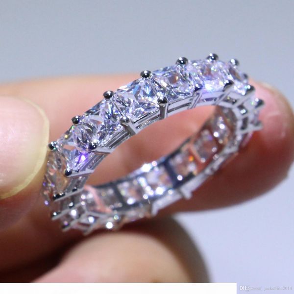 

e victoria wieck luxury jewelry circle ring 925 sterling silver princess white z square cz diamond party women wedding band ring gi, Slivery;golden