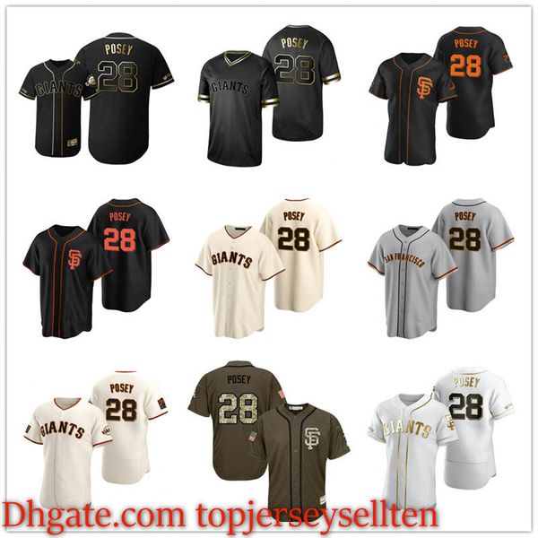 

san francisco giants men women youth 28 buster posey alternate 2020 authentic baseball jersey, Black