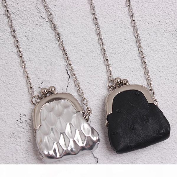 

eam] women chain mini-bag split joint black necklace new temperament fashion tide all-match spring autumn 2019 19a-a350, Silver