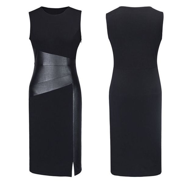 

сексуальные женщины без рукавов лоскутной pu кожи платье wine red army black low cut bodycon партия вечера платье карандаш одежда, Black;gray