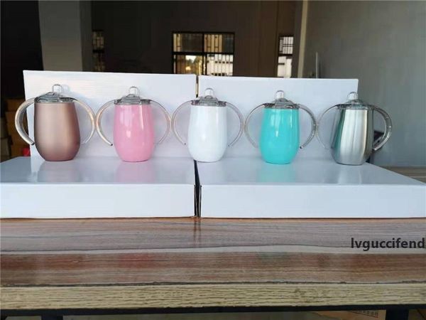 

10oz stainless steel mugs double handles cups wine glass double wall vacuum insulated bottle with lids drinking coffee tea milk