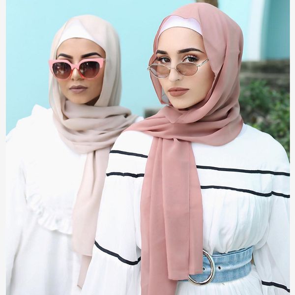 

quality long chiffon sarves hijabs for women plain color head shawl for islamic women muslim headscarf wrap phasmina 175*70cm, Blue;gray