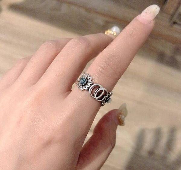 

fashion brand flowers designer rings moissanite anelli bague for women party wedding luxury jewelry lovers gift with box, Silver