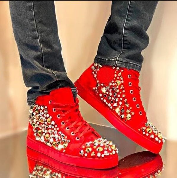 

original box,eu35-47]mix no limit men's flat high-louisflat luxury red bottom sneakers shoes,perfect party dr, Black
