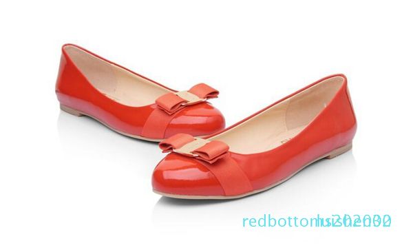 

low price women flats brand genuine leather ballet shoes patent leather bow tie designer flats ladies zapatos mujer sapato femi r02, Black