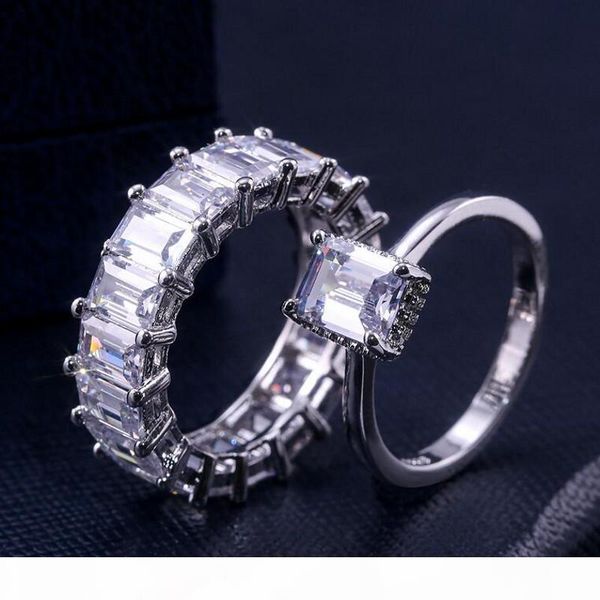

g choucong new luxury jewelry 925 sterling silver princess cut white z cz diamond party women wedding engagement bridal ri, Slivery;golden