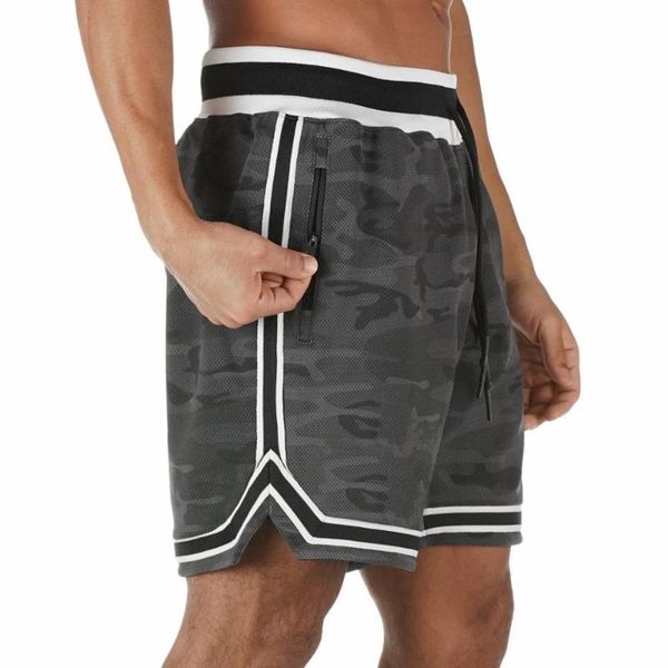 

2020 single layer mesh quick drying breathable men's basketball shorts large sports fitness pants beach pants men, White;black