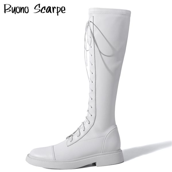 

women cross tied knee high boots night club shoes autumn winter leather boots chunky heel long botas mujer female shoes, Black