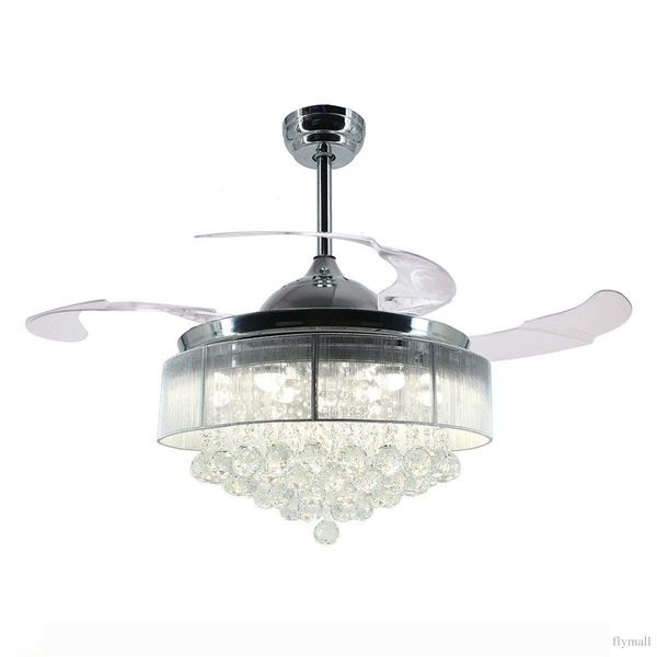 

36 inch 42 inch modern led ceiling fan retractable blades crystal chandelier fan with remote control chandeliers ceiling light lamp