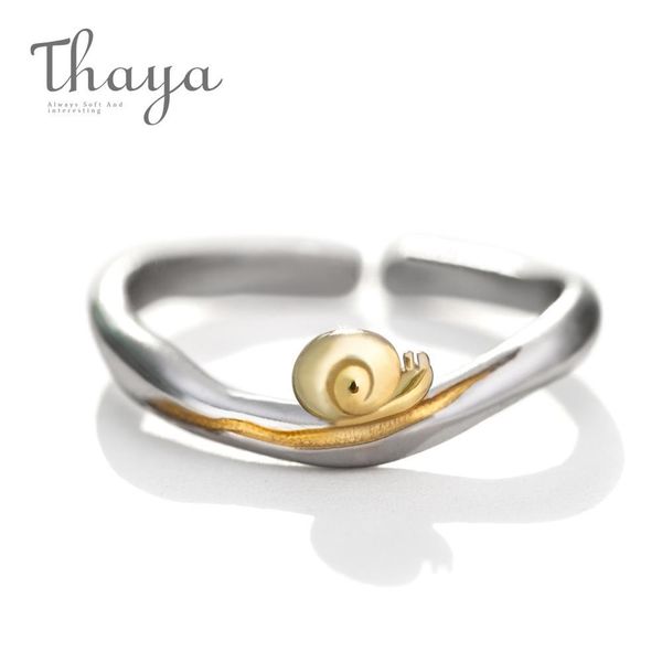 

thaya gold snails s925 silver finger ring journey design handmade elegant wave ring for women gift female natural fine jewelry j190611, Slivery;golden