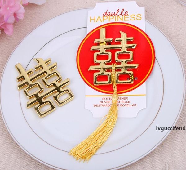 

100pcs chinese asian themed double happiness bottle opener wedding party favors wedding giveaways dhl ing