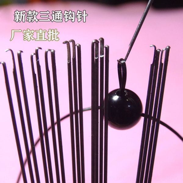 

gfjha string bead literary play manual string bead manual crochet three-way universal hook natural stone needle very thin three-way hook nee, Silver