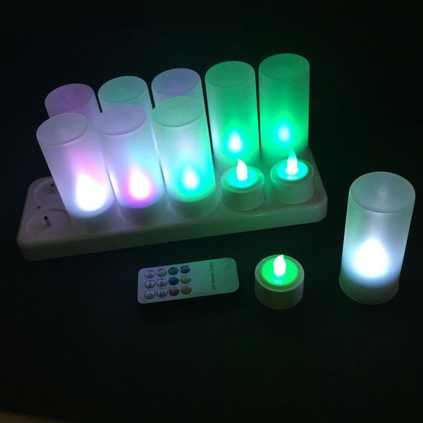 Uzaktan Kumanda Şarj edilebilir LED Mum Işığı Çok Renkler Ev Dekorasyon Alevsiz LED Mumlar