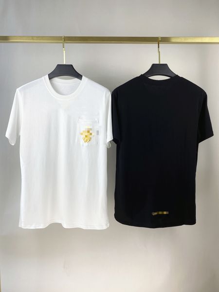 

chroem vertical horseshoe bayonet sword heart print shirt ch hearts casual sports loose round neck short sleeve t-shirt men and women, Black;brown