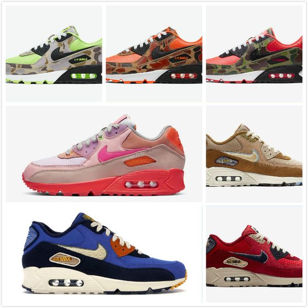 

2020 wholesale fashion sneakers classic maxes 90 men and women running shoes sports trainer cushion 90 surface breathable sports shoes, Black