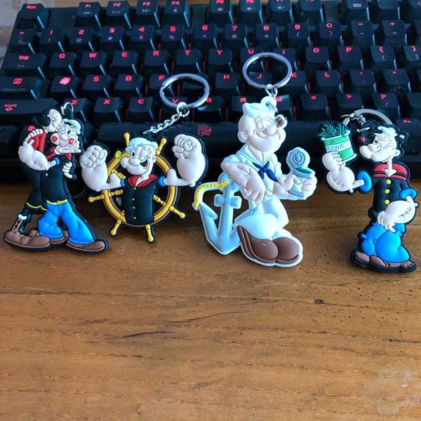 

popeye fashion anime key chain pvc figure keyring cartoon keychain keyholder birthday gifts new, Silver