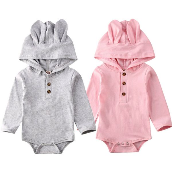 

0-24m newborn infant baby boy girl clothes hooded romper long sleeve jumpsuit outfits t200721, Blue