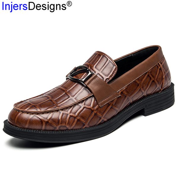 

british style men shoes brand business shoes men slip-on flat loafers fashion casual leather zapatos de hombre, Black