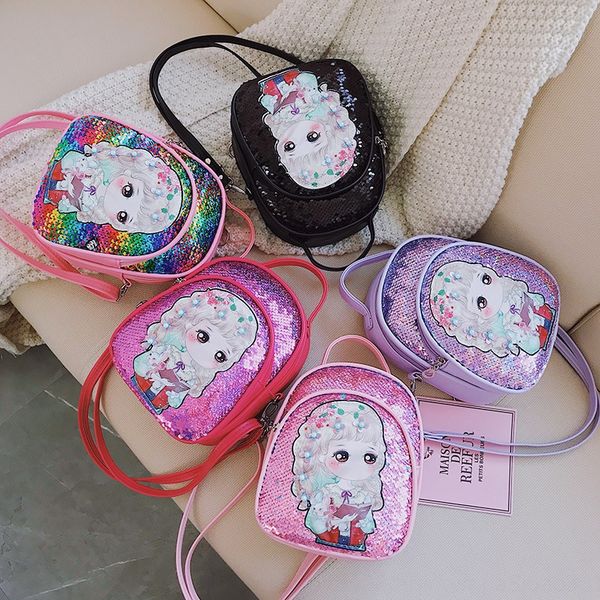 

new pu sequins children's backpack cute cartoon doll doll sequins small bag kindergarten cartoon small bag