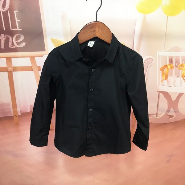 

autumn korean style children's and children's shirt solid color british cotton long sleeve lapel baby autumn clothing korean cloth, White;black