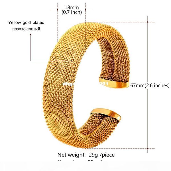 

u7 stainless steel mesh bracelets for women men fashion jewelry wholesale gold plated party cuff bracelets h777, Golden;silver