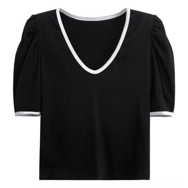 

контраст цвета темперамент дизайн случайных простого gao уровня top coat чувство темперамент подшивать v-образный вырез пузыря рукава сверху, White