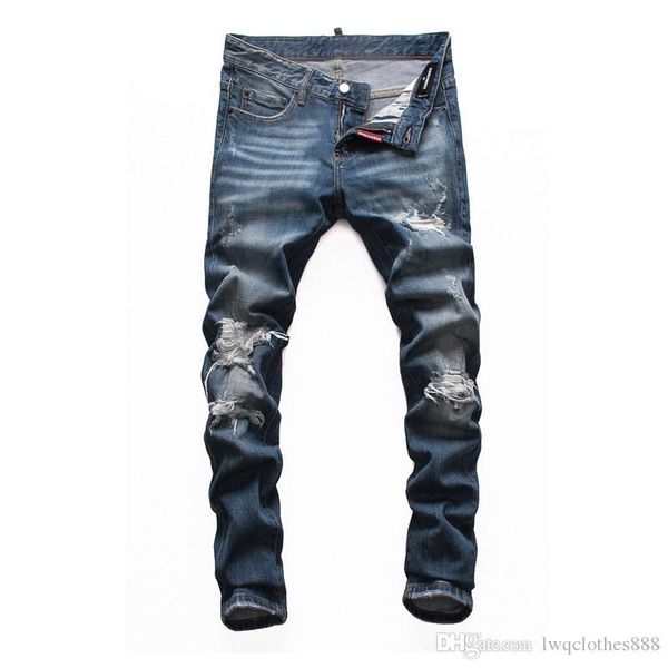 

2020 new brand of fashionable european and american men's casual jeans ,high-grade washing, new arrivals,famous brand jeans, Blue