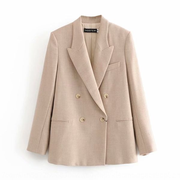 

flnzq summer new women's fashion solid color straight double-breasted loose casual suit w3600 summer coat new women's fashion soli, White;black