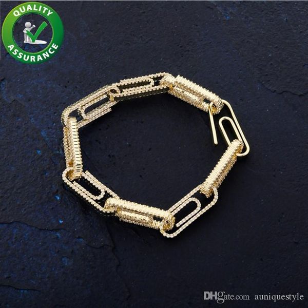 

luxury designer jewelry men bracelets bling iced out dimond charm bracelet gold silver bangles hip hop tennis chain rapper hiphop with box, Black