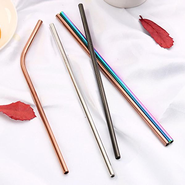 

dhl 12*215mm 304 stainless steel straw bent and straight reusable colorful straw drinking straws metal straw bar drinking tool fy4141