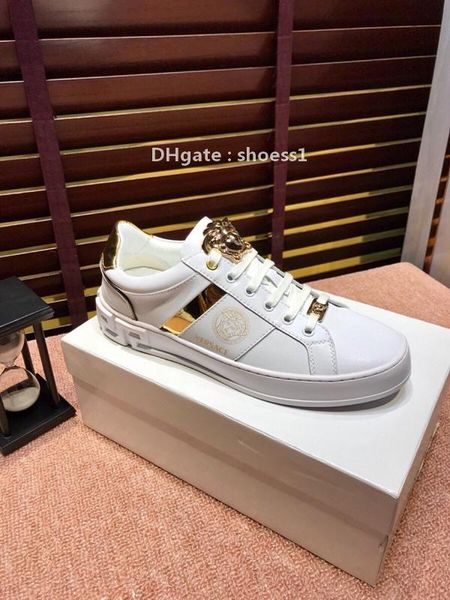 

2021-2020d fashion men 's embroidered letter casual shoes breathable leather classic sneakers lace -up low -shoes ,si, Black