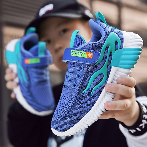 

2020 new mesh anti-slip breathable soft sole sneakers children's children's shoes boys' leisure sports shoes, Black