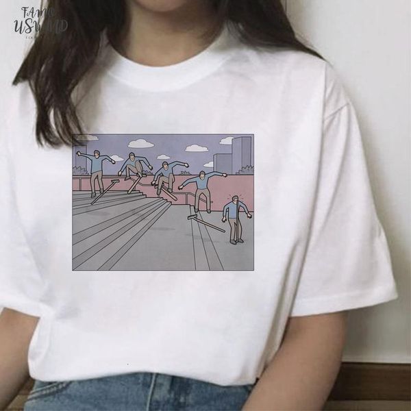 

women tshirt casual funny cartoon humanity printing for lady hipster harajuku dark humor o neck short sleeve female t shirt, White