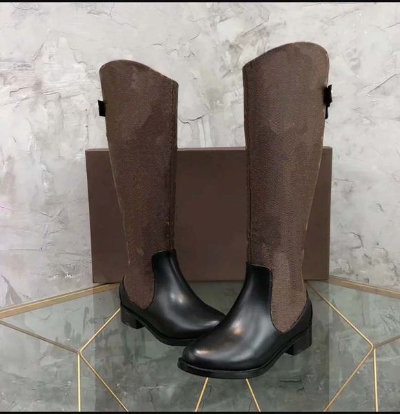 

fashion color matching round head women long boots female martin casual wild non-slip leather women's boots 09 l36, Black