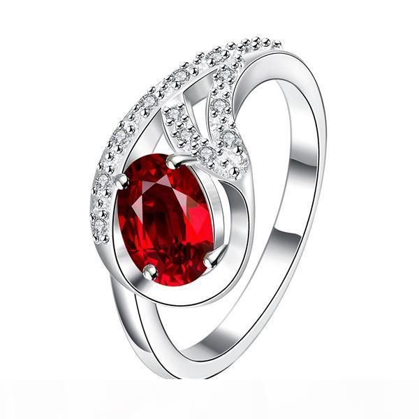 

j leaves flower red gemstone 925 silver ring gtgr3 ,high grade sterling silver ring 10 pieces mixed style, Golden;silver